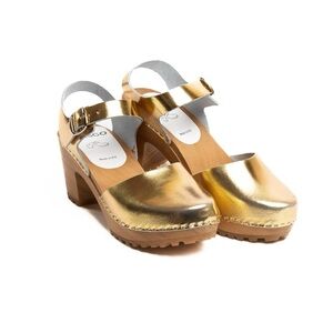 Shiny Gold Women's Mules